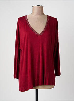 Tricou guler în v mâneci lungi roșu LOLA ESPELETA femme