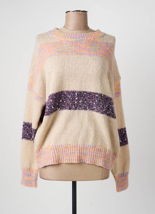 Pulover țesătură melanj mâneci lungi bej MOLLY BRACKEN femme