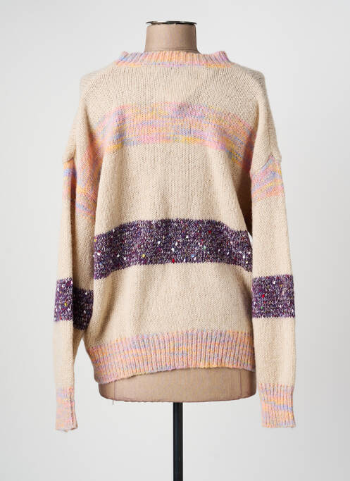 Pulover țesătură melanj mâneci lungi bej MOLLY BRACKEN femme