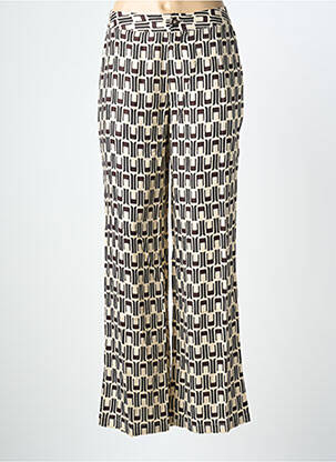 Pantalon drept talie elastică bej DEELUXE femeie