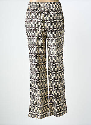 Pantalon drept talie elastică bej DEELUXE femeie