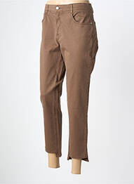 Pantalon 7/8 închidere cu fermoar sub clapetă cu nasturi maro LOLA ESPELETA femme