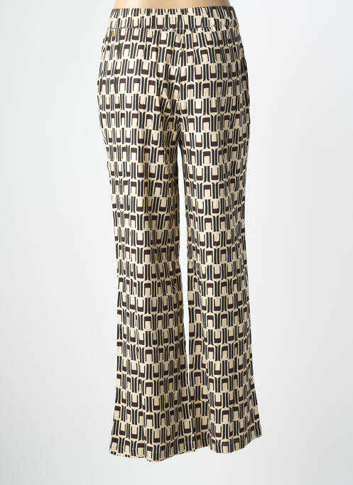 Pantalon drept închidere cu fermoar sub clapetă cu nasturi bej DEELUXE femme