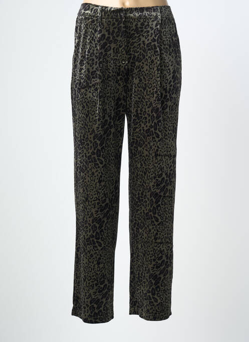 Pantalon drept închidere cu fermoar sub clapetă cu nasturi verde MOLLY BRACKEN femme