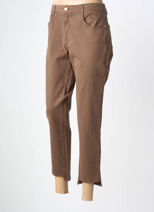 Pantalon 7/8 închidere cu fermoar sub clapetă cu nasturi maro LOLA ESPELETA femme
