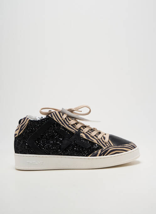 Adidași țesătură țesătură cu sclipici toc plat până la 3 cm negru TWELVE femme