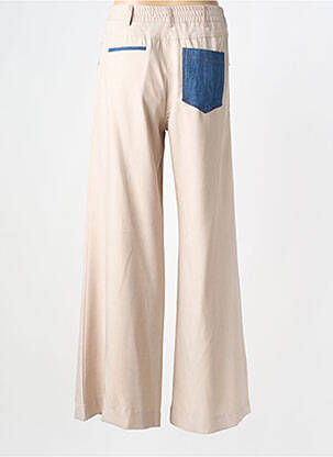Pantalon larg țesătură poplin mărime normală bej DIXIE femeie