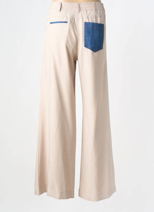 Pantalon larg închidere cu fermoar sub clapetă cu nasturi mărime normală bej DIXIE femme
