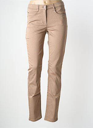 Pantalon slim țesătură poplin mărime normală maro BRANDTEX femeie