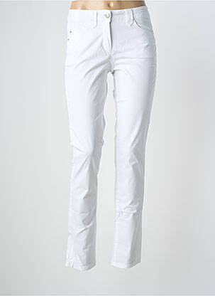 Pantalon slim țesătură poplin mărime normală alb BRANDTEX femeie
