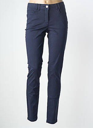Pantalon slim țesătură poplin mărime normală albastru BRANDTEX femeie