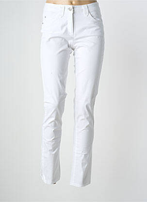 Pantalon slim țesătură poplin mărime normală alb BRANDTEX femeie