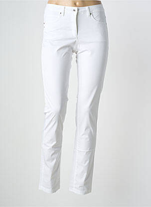 Pantalon slim țesătură poplin mărime normală alb BRANDTEX femeie
