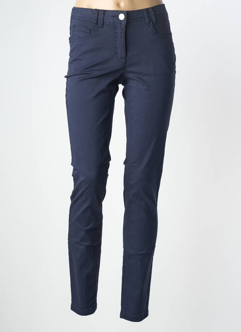 Pantalon slim țesătură poplin mărime normală albastru BRANDTEX femme