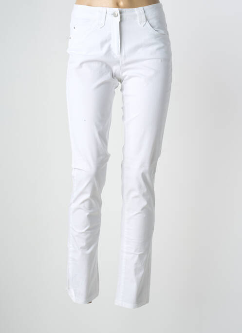 Pantalon slim țesătură poplin mărime normală alb BRANDTEX femme