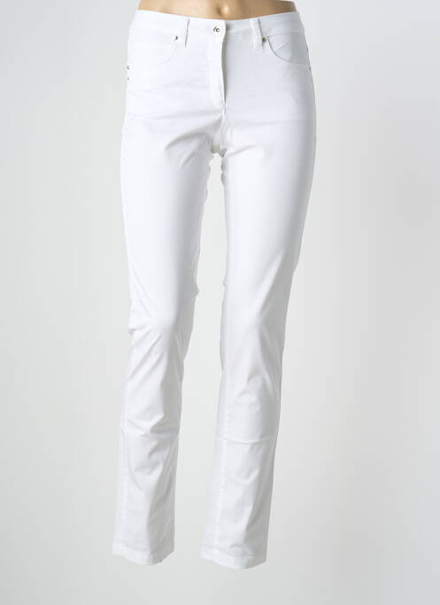Pantalon slim țesătură poplin mărime normală alb BRANDTEX femme