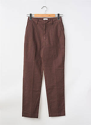 Pantalon chino țesătură poplin mărime normală maro LABDIP femeie