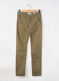 Pantalon chino țesătură poplin mărime normală verde HAPPY femme