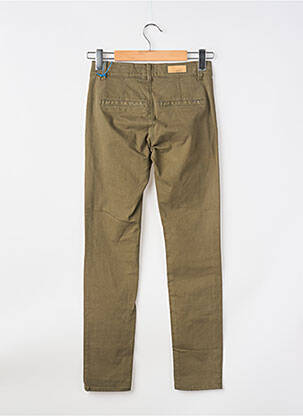 Pantalon chino țesătură poplin mărime normală verde HAPPY femeie