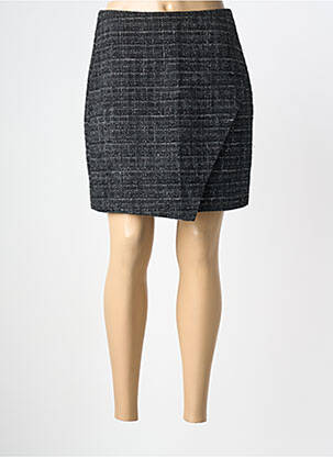 Fustă scurtă țesătură tweed negru VILA femeie