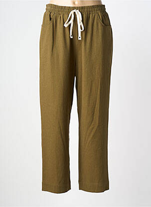 Pantalon drept talie elastică mărime normală verde LAURE + MAX femme