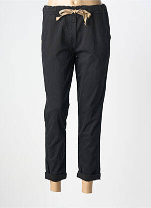 Pantalon 7/8 țesătură poplin mărime normală negru PAKO LITTO femeie