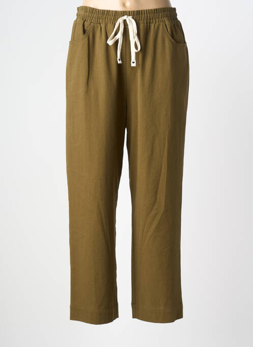 Pantalon drept talie elastică mărime normală verde LAURE + MAX femme