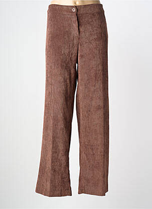 Pantalon larg închidere cu fermoar sub clapetă cu nasturi mărime normală maro SIGNE NATURE femme