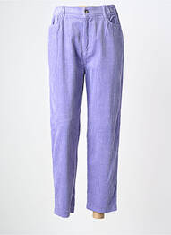 Pantalon drept închidere cu fermoar sub clapetă cu nasturi mărime normală violet LAURE + MAX femme