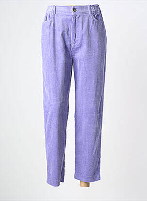 Pantalon drept închidere cu fermoar sub clapetă cu nasturi mărime normală violet LAURE + MAX femme