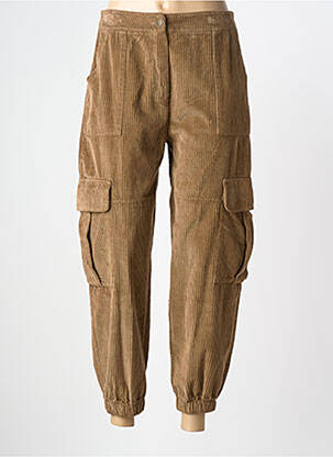 Pantalon drept închidere cu fermoar sub clapetă cu nasturi mărime normală maro O'MER femme