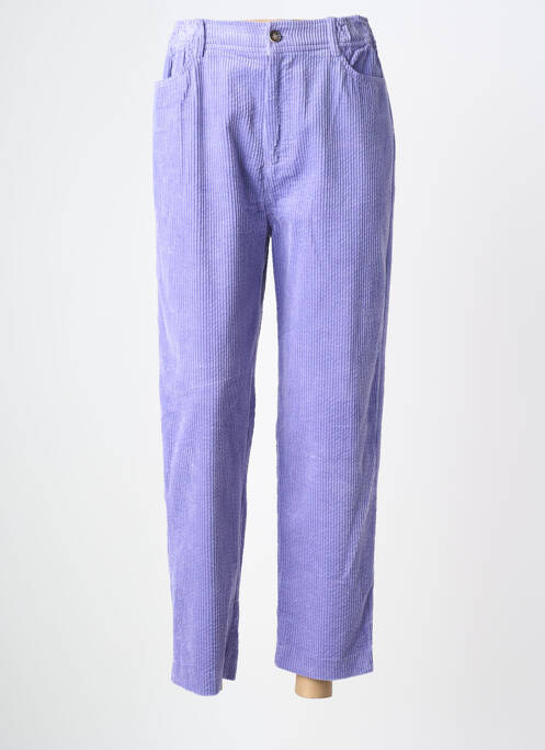 Pantalon drept închidere cu fermoar sub clapetă cu nasturi mărime normală violet LAURE + MAX femme