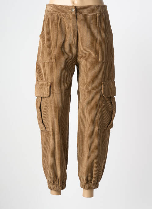 Pantalon drept închidere cu fermoar sub clapetă cu nasturi mărime normală maro O'MER femme