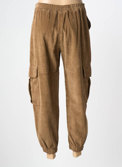 Pantalon drept închidere cu fermoar sub clapetă cu nasturi mărime normală maro O'MER femme