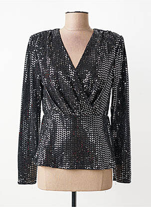 Top elasticitate mâneci lungi negru ICHI femeie
