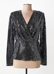 Top elasticitate mâneci lungi negru ICHI femeie