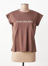 Tricou serigrafie flockată mâneci scurte maro GRACE & MILA femeie