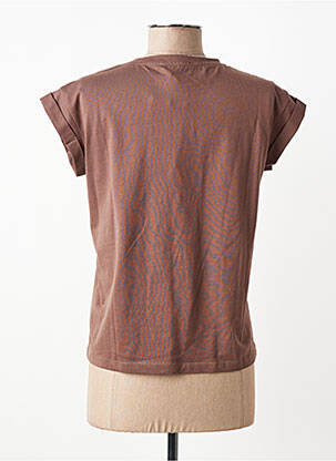 Tricou serigrafie flockată mâneci scurte maro GRACE & MILA femeie