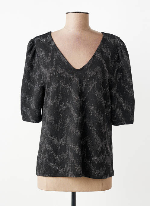 Top elasticitate mâneci scurte negru ICHI femme