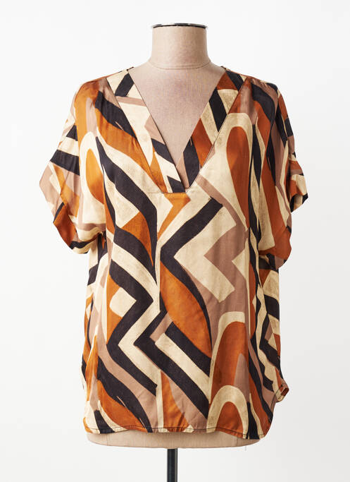 Top imprimeu fantezie mâneci scurte bej PAKO LITTO femme