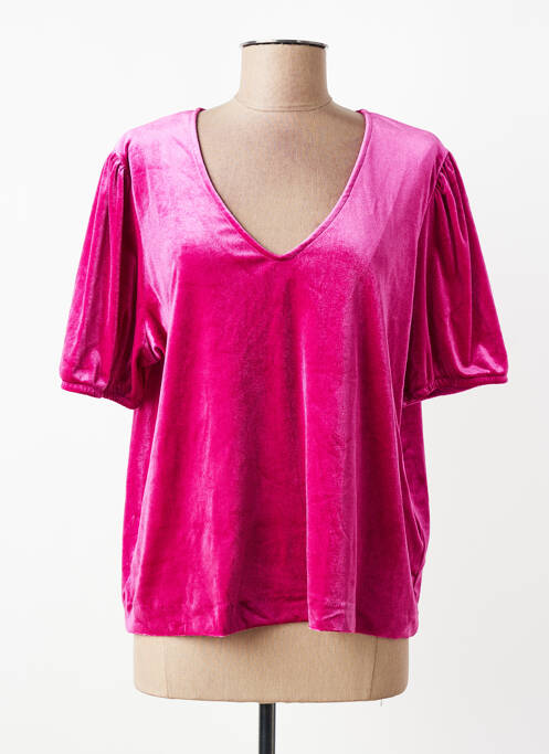 Top elasticitate mâneci scurte roz ICHI femme