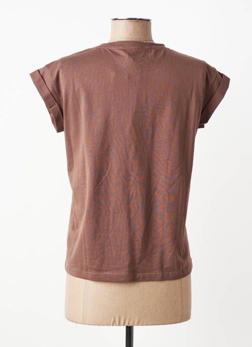Tricou serigrafie flockată mâneci scurte maro GRACE & MILA femme