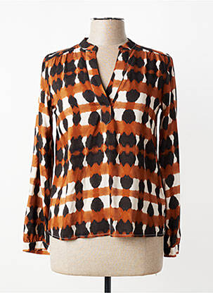 Bluză țesătură poplin mâneci lungi maro LA FEE MARABOUTEE femme