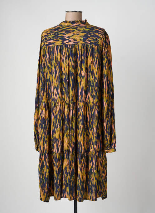 Rochie midi imprimeu fantezie mâneci lungi verde ICHI femme