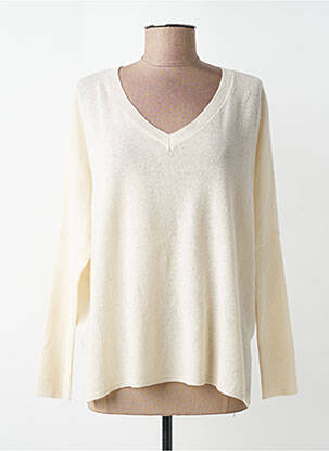 Pulover guler în v mâneci lungi bej ABSOLUT CASHMERE femeie
