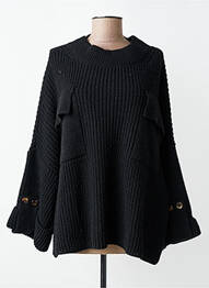 Pulover elasticitate mâneci lungi negru O'MER femme