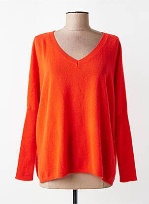 Pulover guler în v mâneci lungi portocalie ABSOLUT CASHMERE femeie