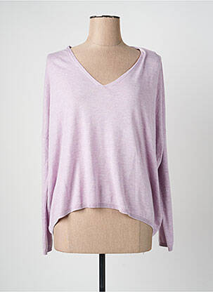 Pulover guler în v mâneci lungi violet ORFEO femme