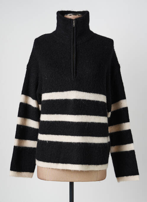 Pulover cu guler înalt tricotaj din plasă mâneci lungi negru SELECTED femme