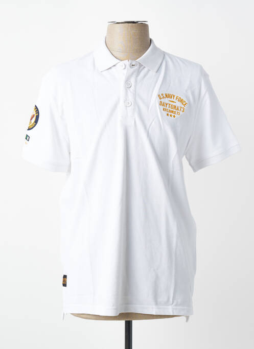 Polo elasticitate mâneci scurte alb DAYTONA homme
